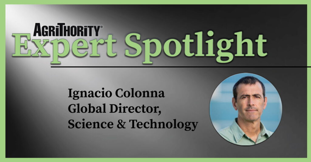 Ignacio Colonna, Global Director of Science & Technology at AgriThority, featured in the Expert Spotlight series with his professional portrait.