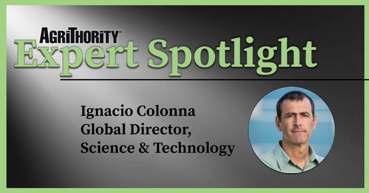 Ignacio Colonna, Global Director of Science & Technology at AgriThority, featured in the Expert Spotlight series with his professional portrait.