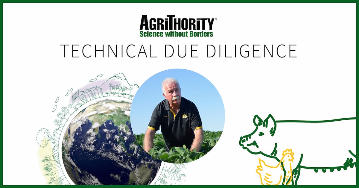 Thumbnail of AgriThority® Technical Due Diligence article with photo of Jerry Duff and illustrations of the globe and a pig and chicken.