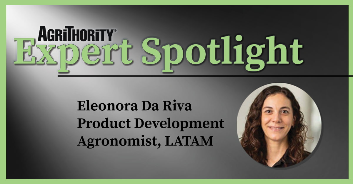 Eleonora Da Riva, Product Development Agronomist, LATAM at AgriThority, featured in the Expert Spotlight series with her professional portrait.