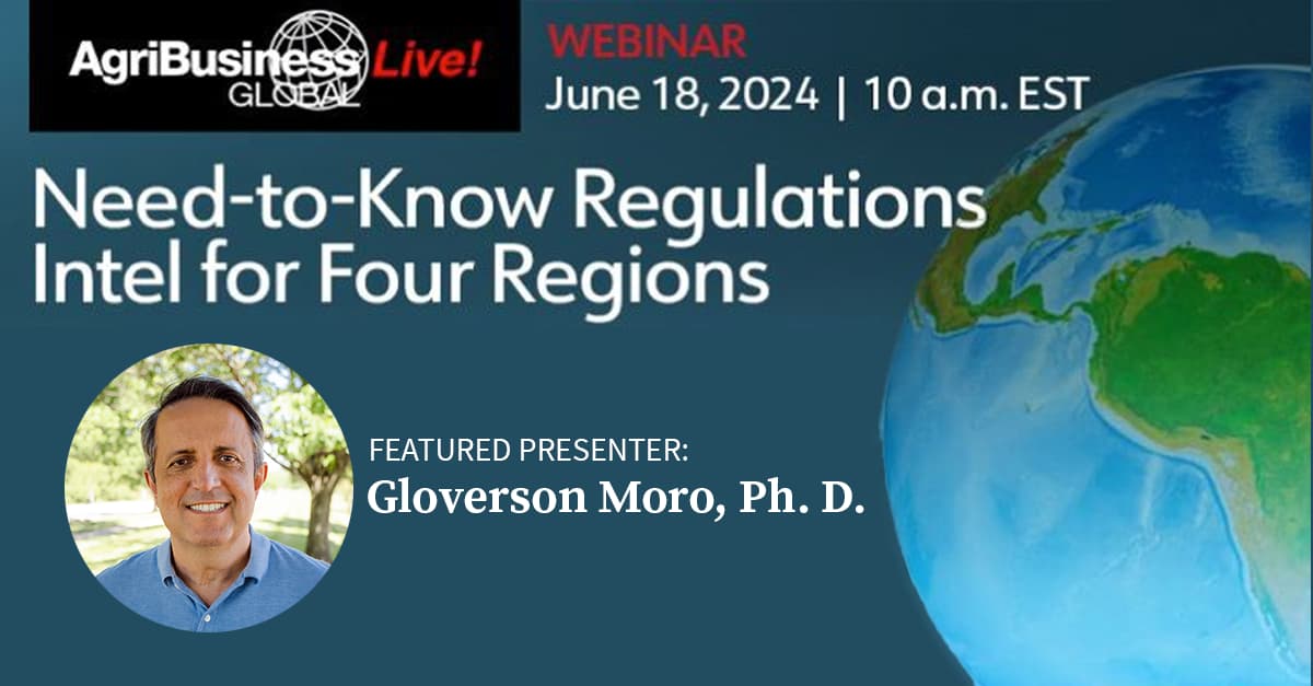 Article thumbnail with a headshot of Gloverson Moro, Ph.D. and the text, "'Need-to-Know Regulations Intel for Four Regions,' Featued Presenter, Gloverson Moro, Ph.D."