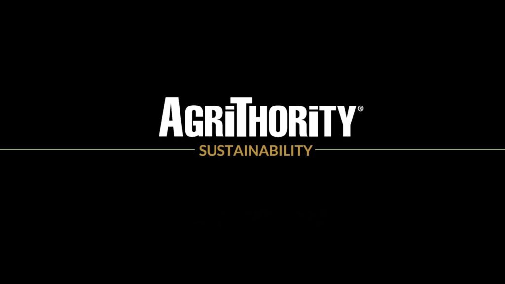 AgriThority® Pillars of Sustainability thumbnail: Official black background logo featuring bold white "AgriThority®" text with green plant icon in the "T", underlined by a gold line and "SUSTAINABILITY" in gold uppercase – representing agricultural innovation, sustainable farming practices, crop science, and agribusiness sustainability solutions.